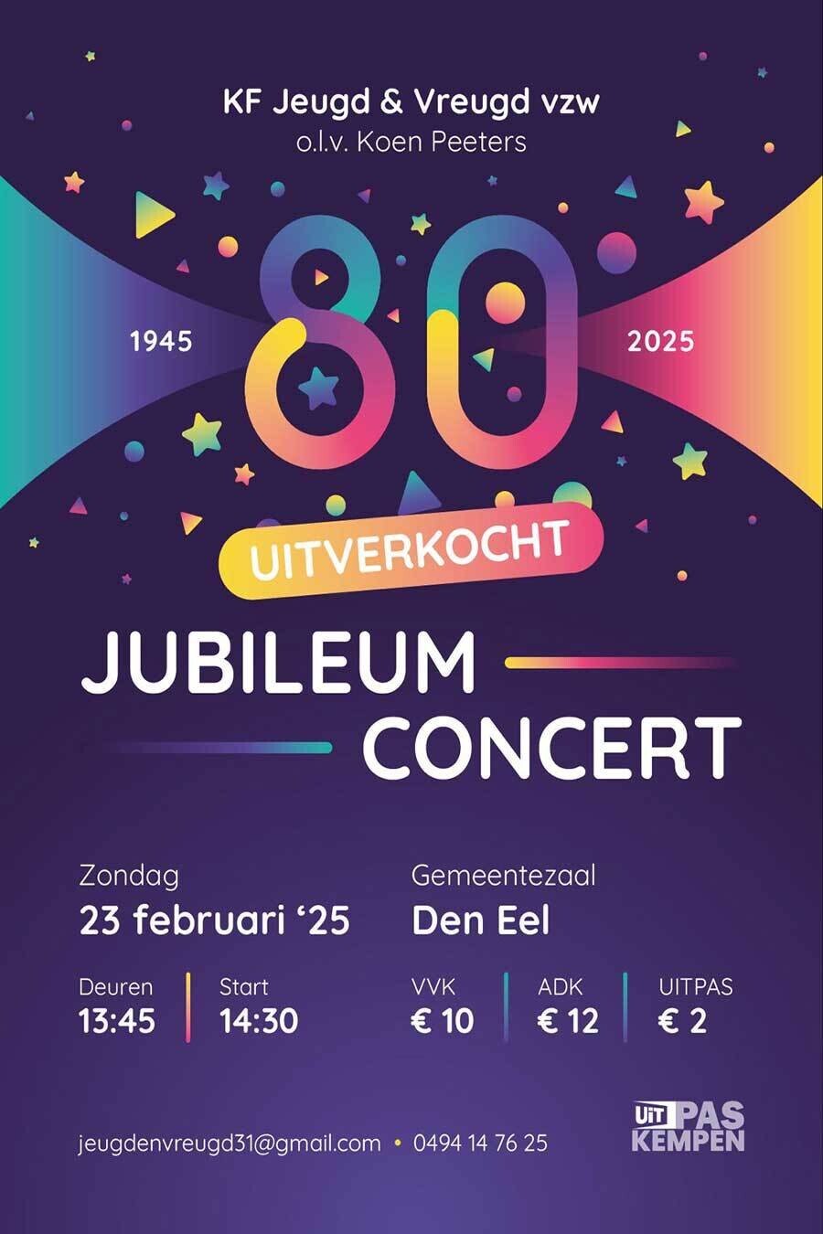 Jubileumconcert J&V 80 jaar UITVERKOCHT