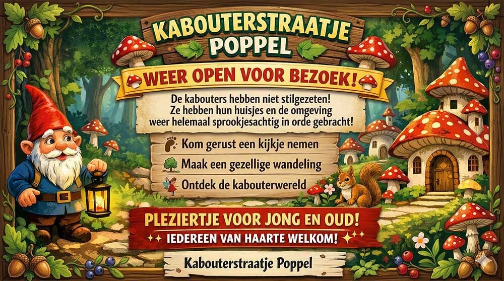 Kabouterstraatje Poppel weer geopend front
