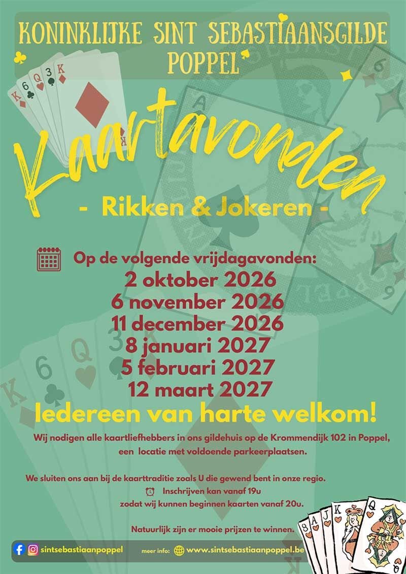 Kaartavonden St. Sebastiaansgilde Poppel 2026-2027