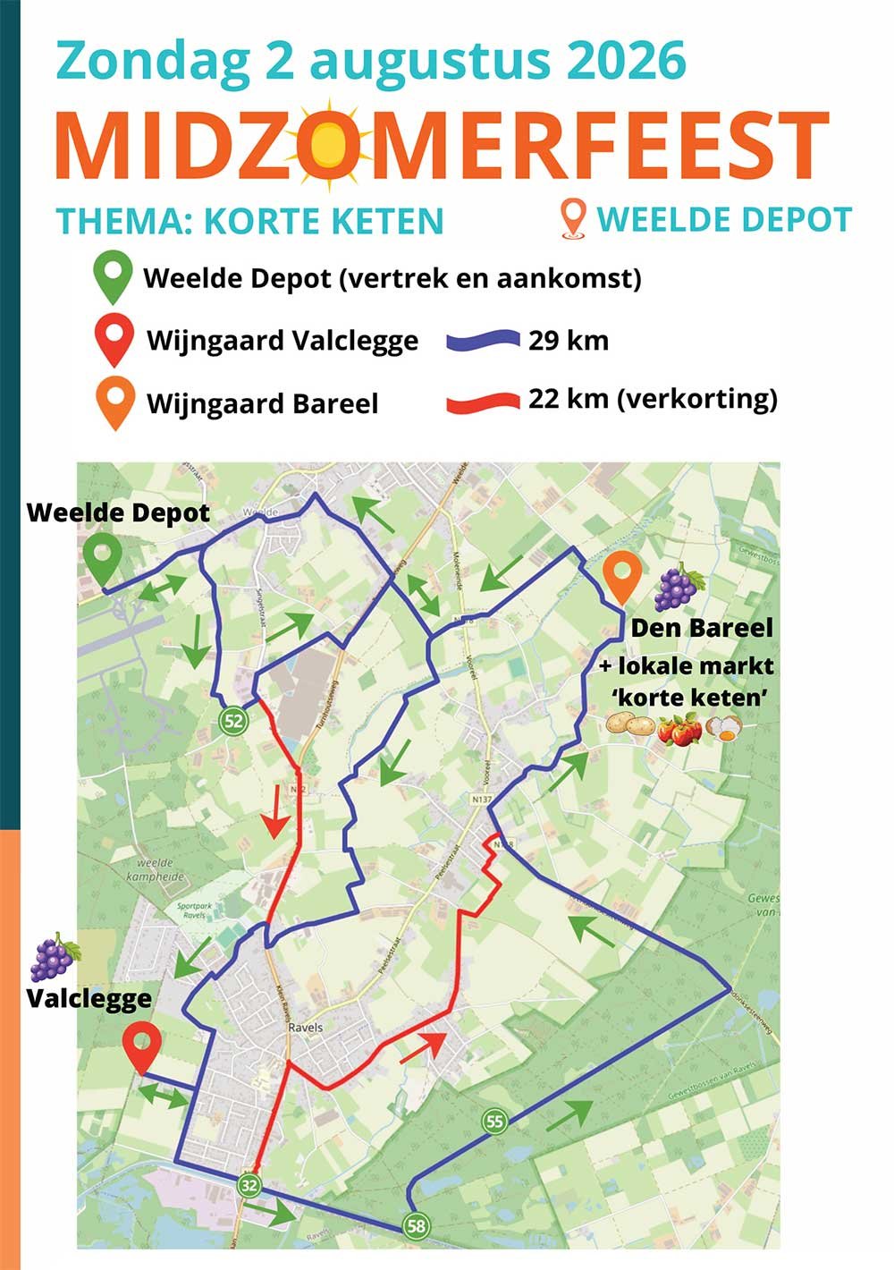 Midzomerfeest 2026 Kaart fietstocht
